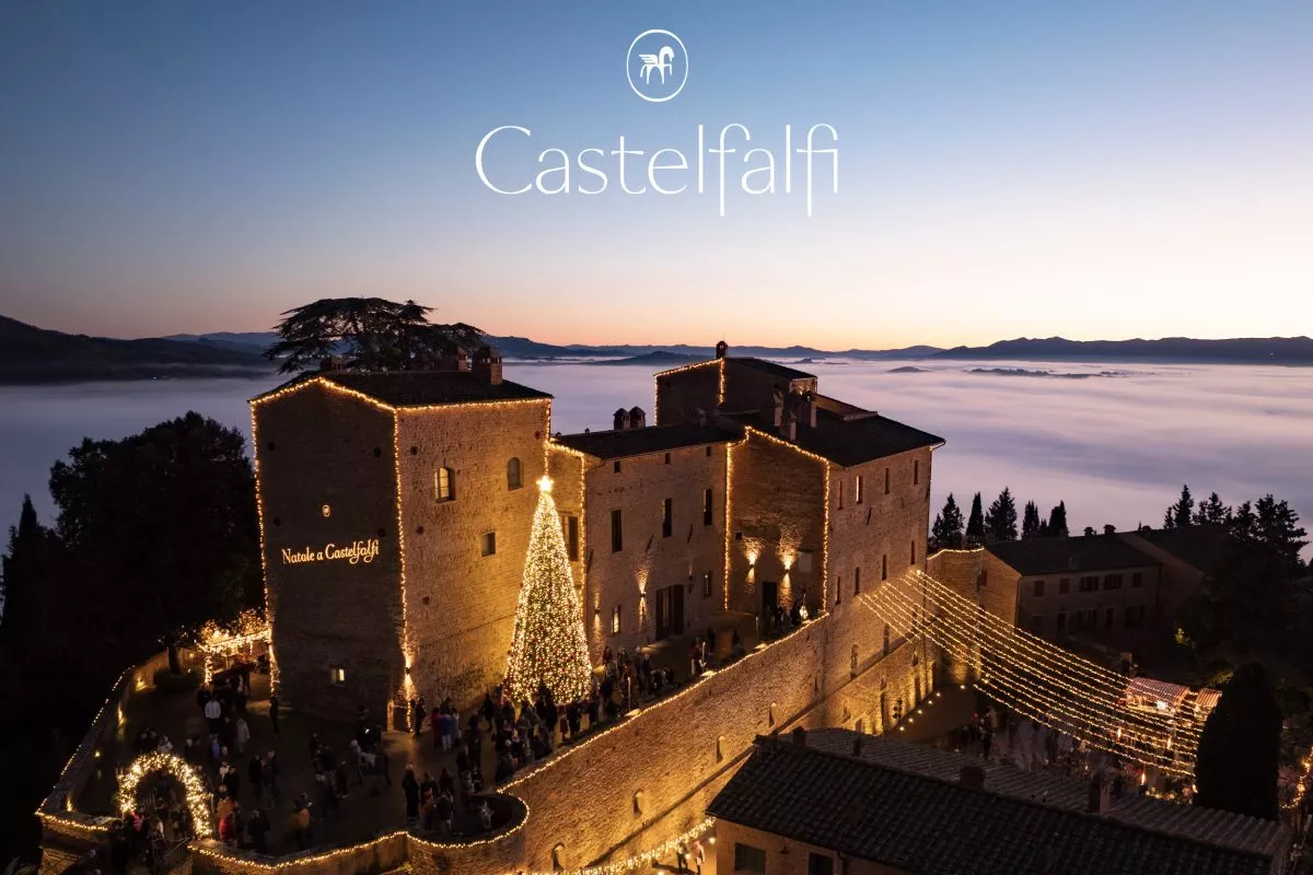 Christmas lights and festive atmosphere in the village of Castelfalfi, Tuscany